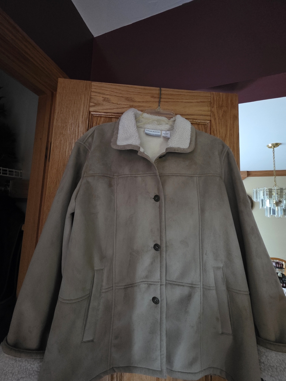 Alfred Dunner Taupe Sherpa-Trim Jacket